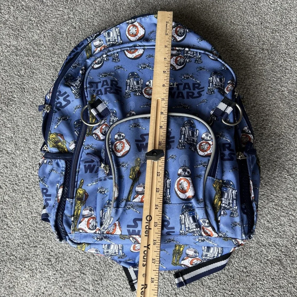 Pottery Barn Kids Star Wars Backpack Blue Droids‎ R2-D2 BB-8 C-3PO Personalized